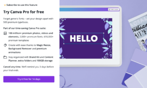 Canva on click pop up example