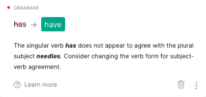 Grammarly proofreading example