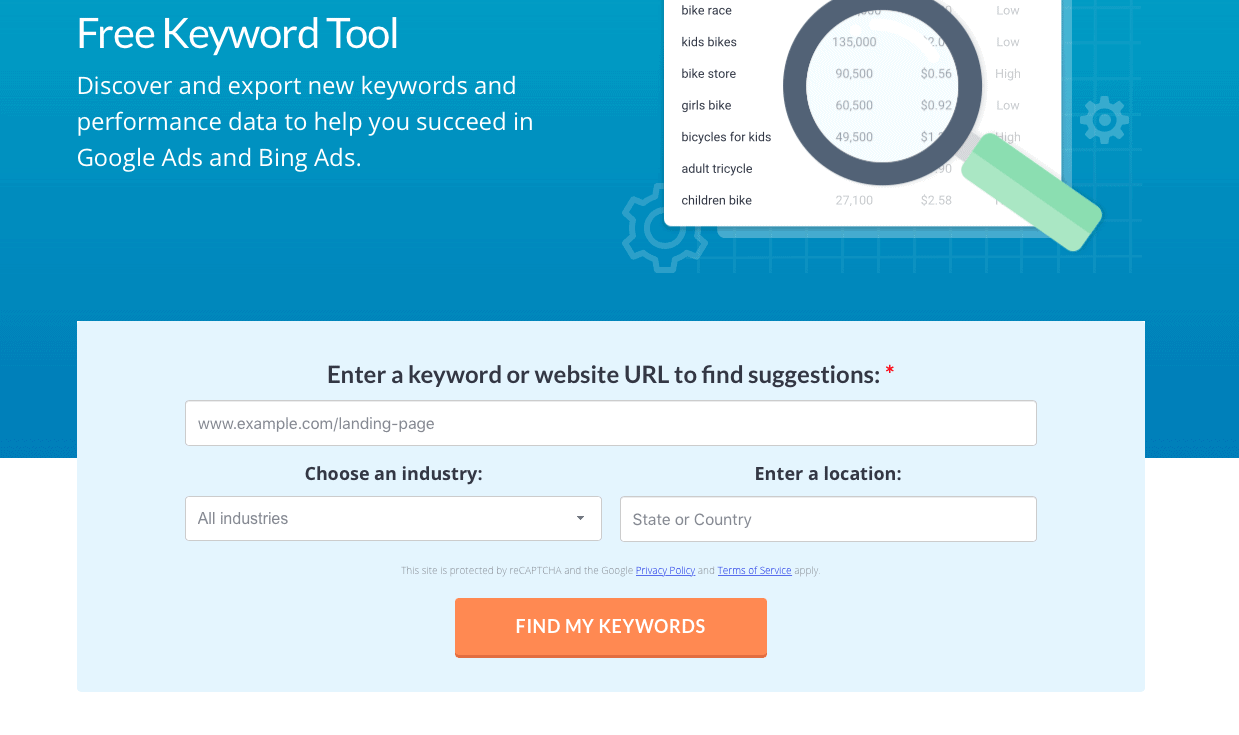 Wordstream keyword generator lead magnet example