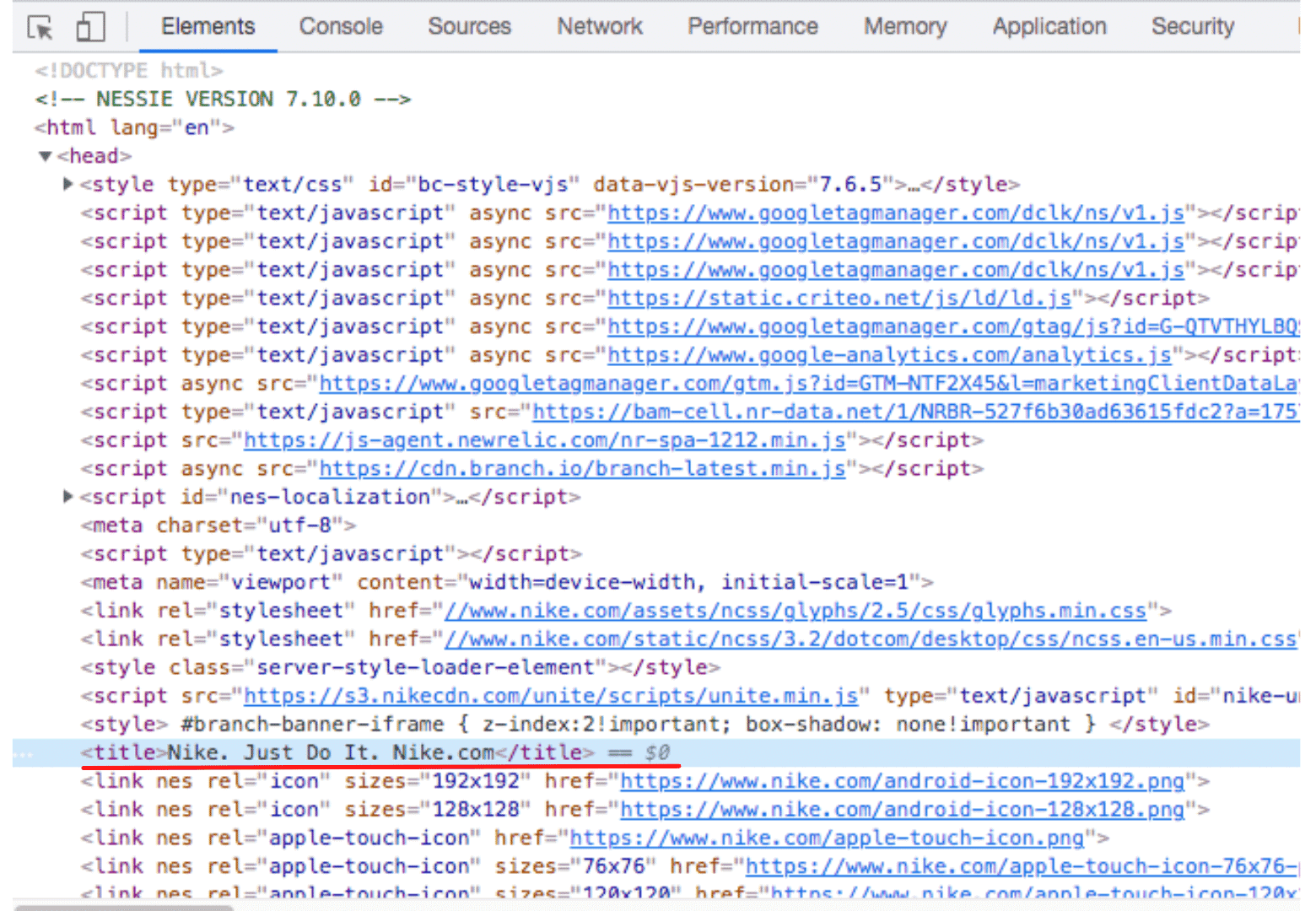 nike just do it title tag in html